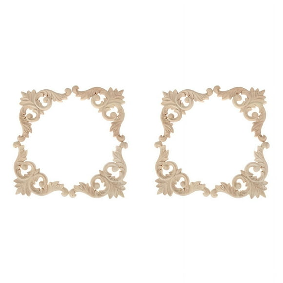 Wood Carved Corner Mouldings Onlay Applique Unpainted Furniture Decor 8Pcs 12X12cm