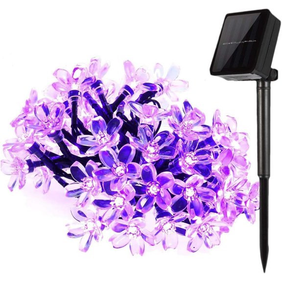 LINLIN Solar Flower Lights,Waterproof Peach Blossom Flower Solar Fairy Decorative String Lights for Outdoor Gardens Wedding Decorations