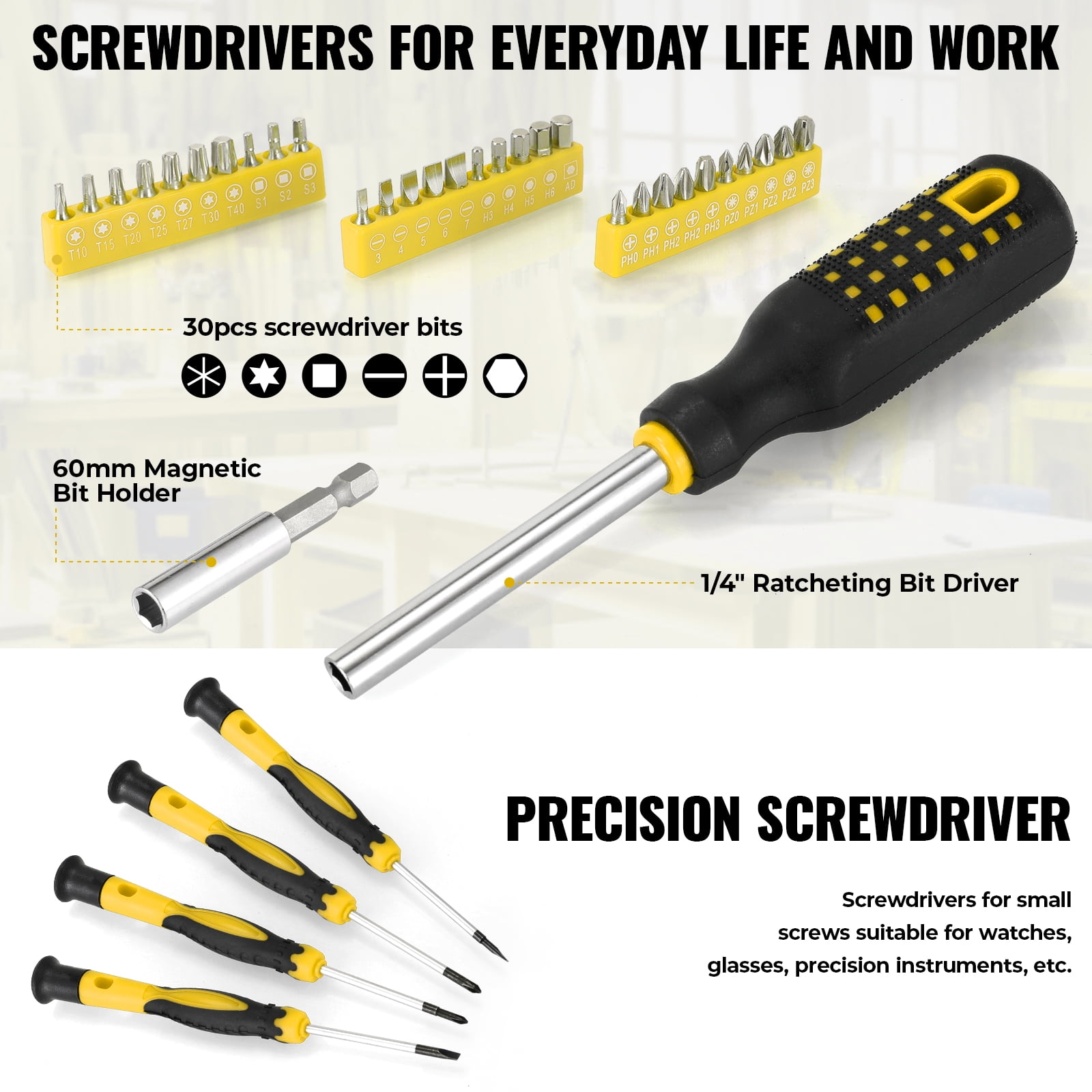 TLGREEN 218-Piece Household Tool Set, Mechanic Tool Kit with Saw, Wrenches,  Hammer, Pliers and Toolbox, for Home, Auto, Perfect Gift (yellow)