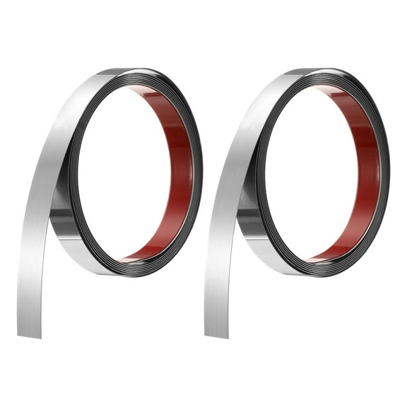 2 Pack Stainless Steel Wall Molding Trim, 10Ft x 0.79 Inch, Peel and Stick Metal Trim, Self-Adhesive Mirror Trim, Brushed Silver