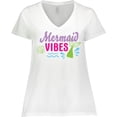 thumbnail image 3 of Inktastic Mermaid Vibes with Tail and Seashell Women's Plus Size V-Neck T-Shirt, 3 of 5