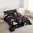 thumbnail image 3 of Feelyou Kid Memphis Queen Comforter Set, Cycle Square Abstract Bedding Comforter Set, 3pcs, 3 of 8