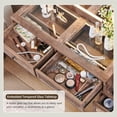 thumbnail image 4 of wow97e Farmhouse Vanity Desk with Touch Screen LED Mirror, Makeup Vanity Desk with Charging Station, 6 Drawers, Glass Top, Rustic Wood Dressing Table for Bedroom, 4 of 7