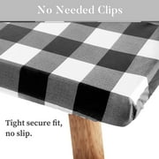 UMINEUX 3-Piece Rectangle Checkered Picnic Table Cover with Bench Covers Vinyl Flannel Backing with Elastic Edge (30x72, Black and White)