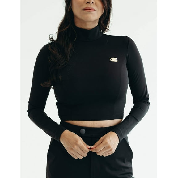 Mrs Momma Bear Long-Sleeve Crop-Top Athleisure Black, Tea Time Top (Women's)