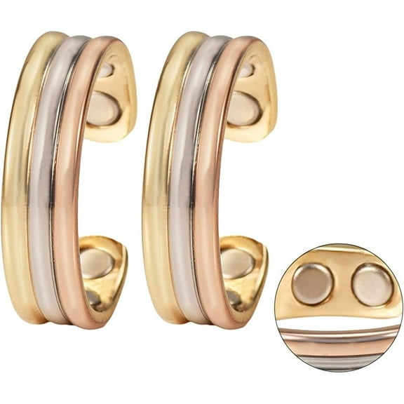 Wollet Magnetic Copper Rings for Women with 4 Strong Magnets (2Pcs)