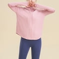 thumbnail image 2 of SWSMCLT Women's Long Sleeve Top Soft Yoga Basic Yoga Running Shirt Hooded Hoodie Workout Full Zip Zipper Pink Medium, 2 of 4