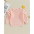thumbnail image 2 of Wassery Infant Baby Girls Sweaters Toddler Girls Ruffle Long Sleeve Crew Neck Loose Knitted Pullovers 3 6 9 12 18 24 Months Newborn Girls Fall Winter Warm Clothes, 2 of 9