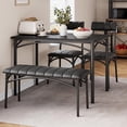 thumbnail image 1 of Ourlova Dining Table Set for 4 Kitchen Table with Upholstered Chairs and Bench 4-Person Dining Room Table Set Rectangular Kitchen Table Set for Small Space Apartment Home Studio Rustic Black, 1 of 7