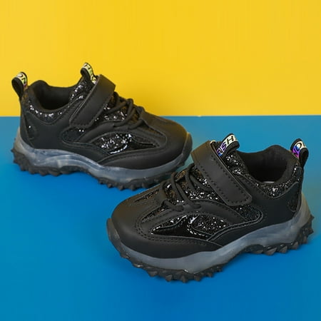 

Cathalem Dress Shoes for Toddlers Spring Autumn Non Slip Soft Sole Baby Toddler LED Flashing Lights Shoes Girls Lace up Shoes Black 5 Years