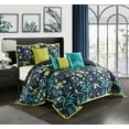 thumbnail image 2 of Lanco Grace 6-Piece Comforter Set, Navy, Queen, Floral, Fill Polyester, Floral, 2 of 7