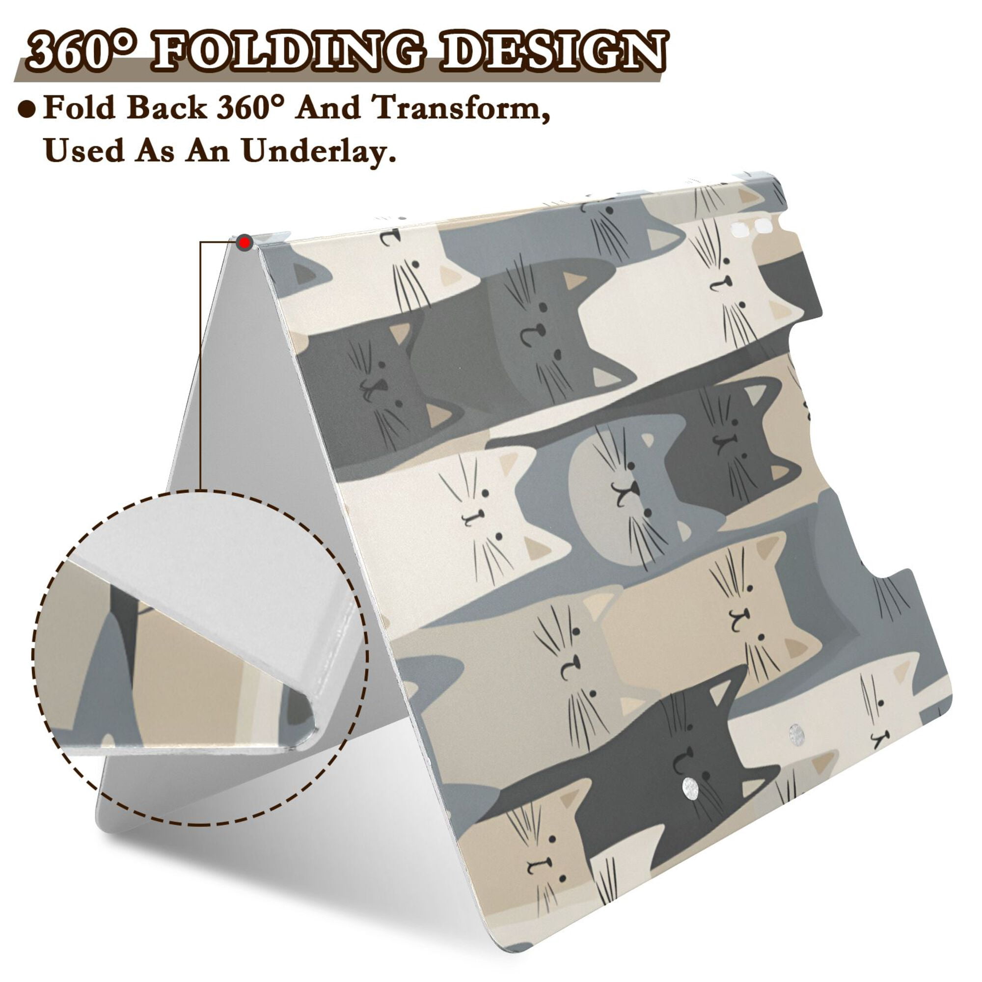 FORMRS A4 Clipboard Folder with Pen Holder Horizontal Foldable School Office Binder, Blue Cute Cats