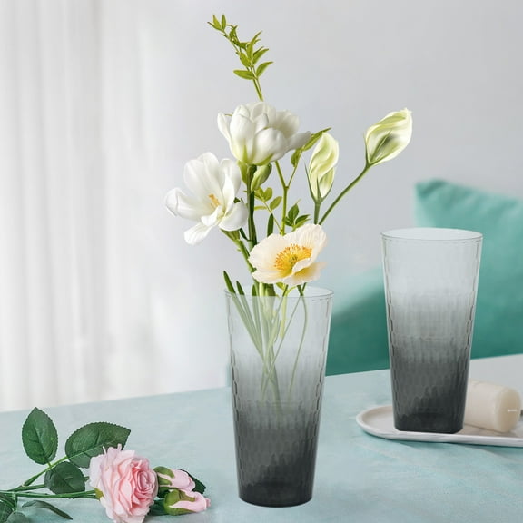 IPEWLEX Two Color Vase - High Transparency Plastic Flower Bucket for Indoor/Outdoor Decoration, Modern Geometric Design, 26x13.5x9cm