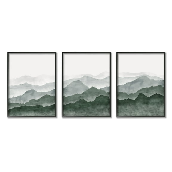 Stupell Sage Hills Mountain Nature View Landscape Painting Black Framed Art Print Wall Art, Set of 3