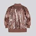 thumbnail image 5 of eczipvz Girls' Sequin Bomber Jacket with Pockets Lightweight Sparkle Long Sleeve Zipper Gradient Jackets for Kid (Brick Red,5 Years), 5 of 5