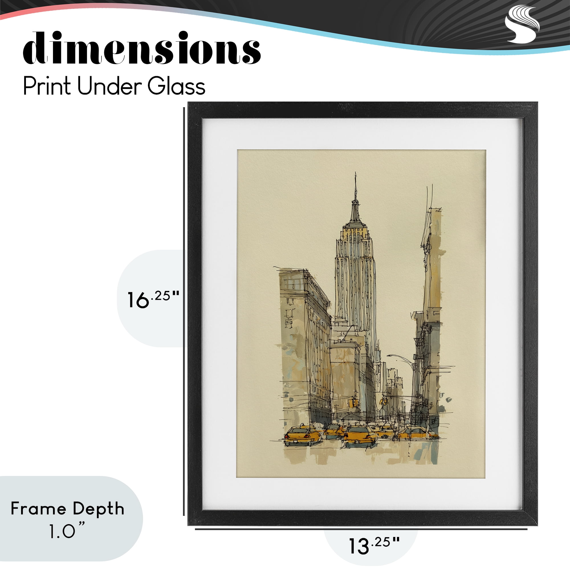 Stupell Industries NY City Lines Contour Black Framed Print Under Glass, design by Svetlana Aleynikova