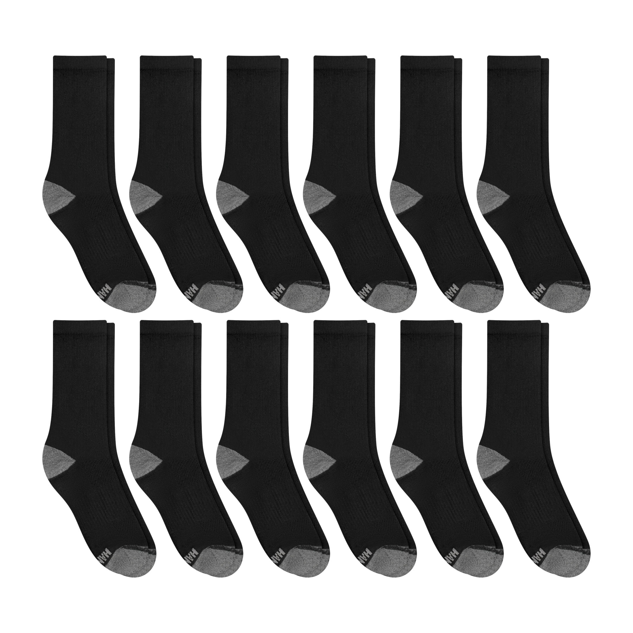 Hanes Mens Crew Socks Pack, 12-Pack, X-Temp, Active Cool Lightweight
