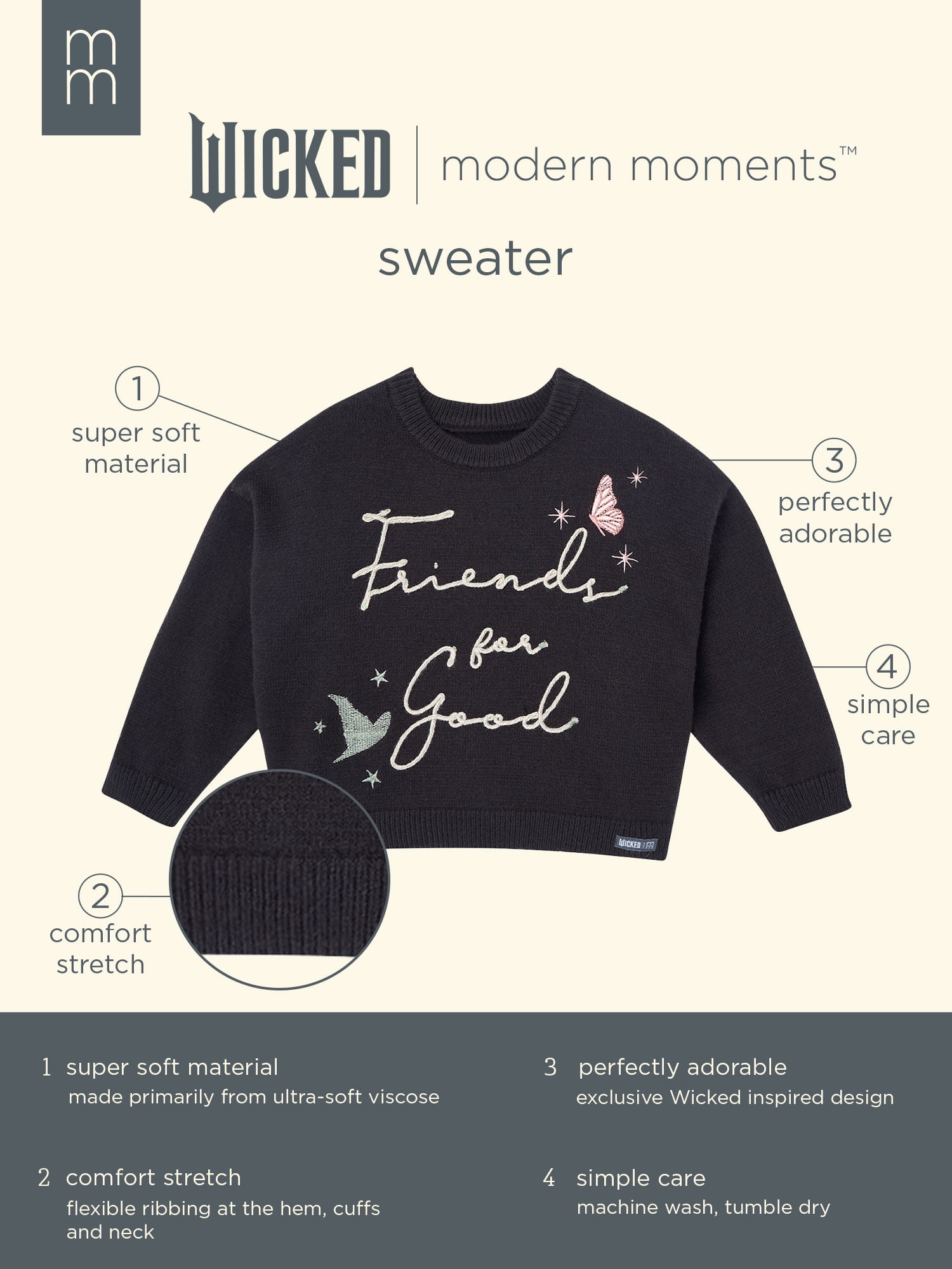 Modern Moments Toddler Girl Wicked Affirmation Sweater, Sizes 12 Months - 5T