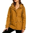 thumbnail image 6 of Women Casual Outdoor Jackets Plus Size Hooded Long Sleeve Solid Color Waterproof Jackets for Sports Hiking Casual Loose Windbreaker with Zippered Pockets, 6 of 10