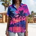 thumbnail image 4 of Yopmin Hawaiian Shirts for Women Palm Tree Print Summer Tropical Hawaiian Blouse Button Down for Beach Vacation Travel Summer, 4 of 7