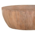 thumbnail image 4 of Drum Shape Wooden Coffee Table with Plank Design Base, Distressed Brown, 4 of 9