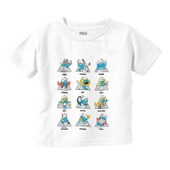 Smurfs Astrology Cartoon Zodiac Signs Toddler Boy Girl T Shirt Infant Toddler Brisco Brands 18M