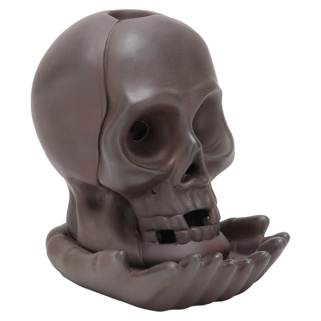 Incense Burner,Skull‑Shape Incense Holder Backflow Home Decoration Tabletop Ornament Professional Grade