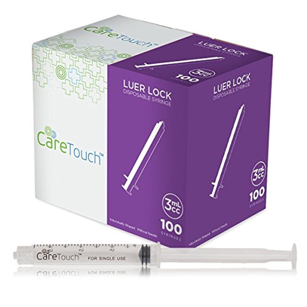 3ml Syringe Only with Luer Lock Tip 100 Syringes by Care Touch (No