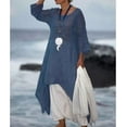 thumbnail image 3 of Lindbes Femmes Irrégulière Loisirs en Vrac Lin Coupe Chemise Tunique Pull-Over Chemisier Bouffant Col Rond Robe Confortable, 3 of 7
