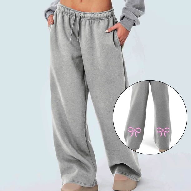 WILLBEST Pantalones Casuales elegantes de Pierna Ancha con Estampado de Pajarita para Mujer, para Un Ajuste Relajado y Actividades Deportivas. Grande