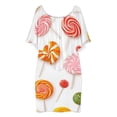 thumbnail image 3 of Sweets And Rainbow Lollipops Pattern Women's Off The Shoulder Ruffles Summer Wedding Guest Loose Casual Party Beach Dress, 3 of 9