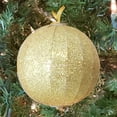 thumbnail image 3 of Large Pop-up Gold Glitter Christmas Ball Ornament 3.5" (Collapsible); Xmas Tree Holiday Bauble, Shatterproof Plastic, 3 of 3