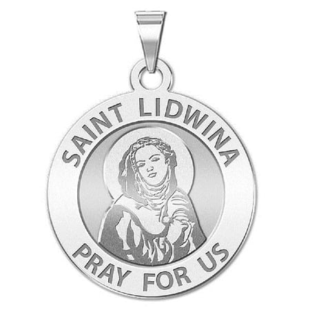 Picturesongold.Com Saint Lidwina Religious Medal Necklace Pendants Adult - 2/3 inch - 14K White Gold