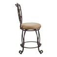 thumbnail image 5 of Linon Hullen 24" High Back Indoor Round Metal Counter Stool with Swivel, Matte Bronze/Ligh Brown, 5 of 9