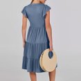 thumbnail image 5 of Fartey Sundresses for Women 2025 Flowy Cap Sleeve Tiered Ruffle Dress Casual Summer V Neck Midi Dress with Pocket Boho Beach Vacation Dresses Blue S-2XL, 5 of 8