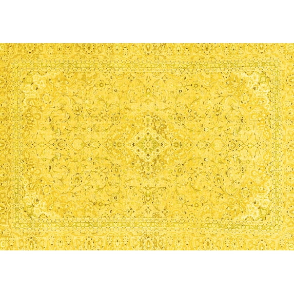 Ahgly Company Indoor Rectangle Abstract Yellow Modern Area Rugs, 2' x 4'