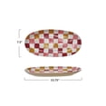 thumbnail image 2 of Creative Co-Op Oval Hand-Painted Stoneware Platter with Check Pattern, Multicolor, 2 of 2