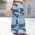 thumbnail image 3 of Pantalones de Cintura Alta de Pierna Ancha para Mujeres sin Posicionamiento Imprimido Cordón de Cintura Elástica Bolsillo Pantalones de Longitud Completa Verano Casual, 3 of 4