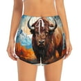 thumbnail image 2 of Susaid Oil Painting Style Iceberg Yak Print Women's High Waisted Running Shorts Quick Dry Athletic Gym Track Workout Shorts Zip Pocket-XX-Large, 2 of 7