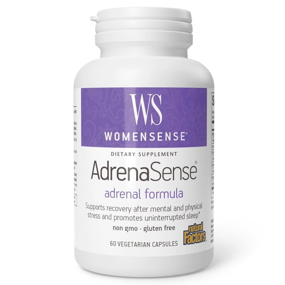 Natural Factors WomenSense AdrenaSense, Herbal Supplement for Adrenal Support and Stress Relief, Vegan, Non-GMO, 60 Capsules