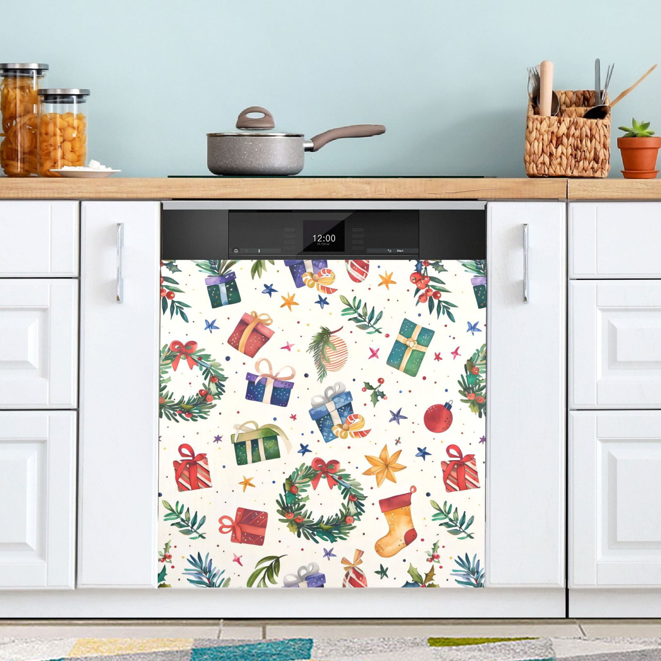 Dishwasher Magnetic Sticker 23x26 Inch Refrigerator Magnetic Sticker Washing Machine Magnetic Sticker Kitchen Panel Magnetic Sticker Home Decor Cartoon Christmas Gift