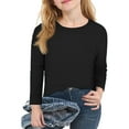 thumbnail image 4 of Inglocry Girls Crew Neck Long Sleeve Shirts Trendy Cute Youth Tops Kids Fall Back to School Clothes Black 140, 4 of 4
