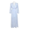 Avec Les Filles V-Neck Long Sleeve Elastic Waist Tripe Pattern Chiffon Dress-BLUE MULTI