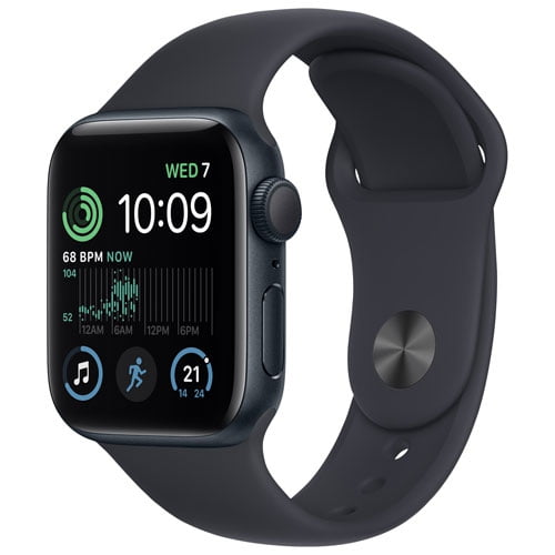 Refurbished Fair - Apple Watch SE (2022) GPS 40mm Midnight Aluminum Case Retina Display, S8 Chip, Heart Rate Sensor, Swimproof, Fitness Tracker