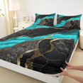 thumbnail image 3 of Homewish Adult Fashion Marble Bed Sheets, Black Cyan Abstract Ombre King Sheets, Modern Artwork Sheet Set, Luxury Bedroom Decor, 4pcs, 3 of 7