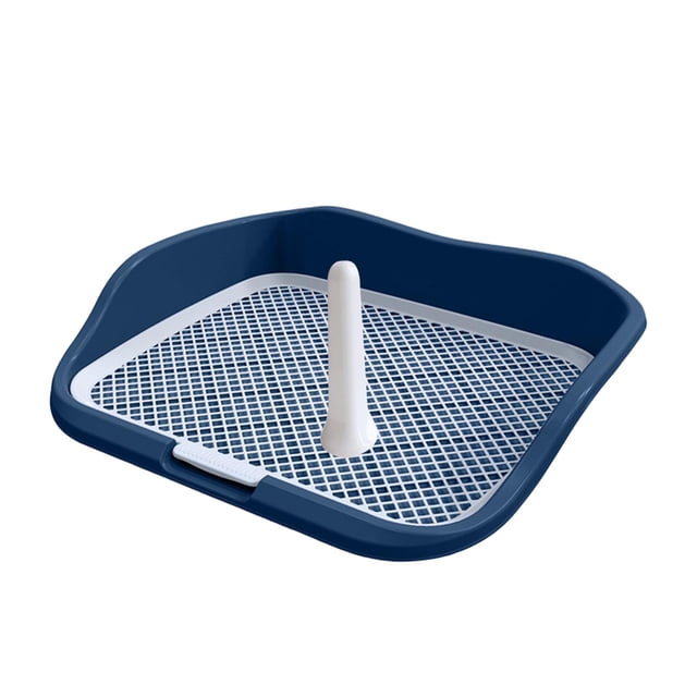 DOLITY Portable Dog Toilet Dog Potty Tray with Protection Wall Small Dog Urinal for Pee Blue