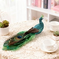 Glitter Peacock Christmas Tree Topper Decoration Long Tail Feather Peacock Bird Clip On Ornament for Xmas Tree Decor,10 X3.14 INCH