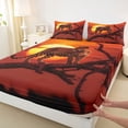 thumbnail image 3 of Feelyou Woodland Leopard Bed Sheets, Orange Sunset King Sheets, 4-Piece, 3 of 7