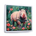 thumbnail image 2 of Designart "Rhino Paradise in Pink and Green I" Animals Framed Wall Art - Pink Rhinoceros Living Room Framed Canvas Art, 2 of 6