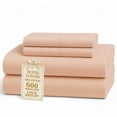 thumbnail image 1 of Casa Platino Juego de Sábanas de Algodón Tamaño Individual – Tejido de Satén Estilo Hotel Ultra Suave, 1 Plano, 1 Ajustable, 2 Fundas de Almohada – Rosa Sepia, 1 of 4